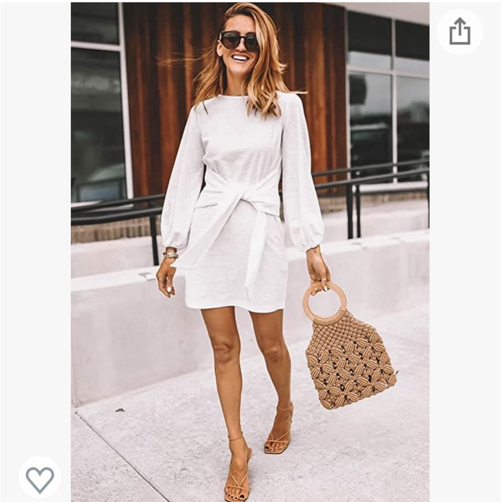 White Long Sleeve Dress - Picture 3 of 6